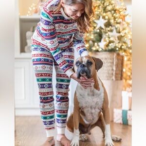 KNIX winter print pajama set women’s size medium long sleeve lounge